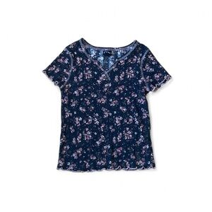 Art Class Girls' Short Sleeve Notch-Front T-Shirt Floral in Size 7/8